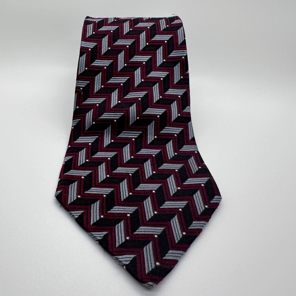 Bugatti 100% Imported Silk Tie Size Extra Long Black, Red and Gray